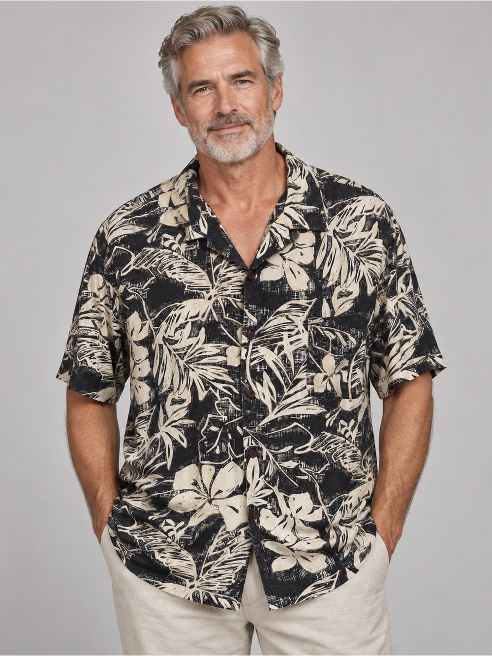 Natural Issue Men’s XXL 100% Silk Hawaiian Shirt Tropical Floral Aloha